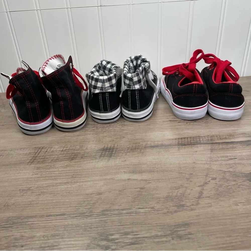 Kids sz 7 Toddler Black, White and Red Canvas Sneaker Bundle of 3 Everyday use - Picture 2 of 15